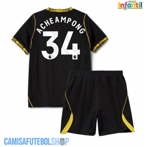 Camisa de time de futebol Chelsea Josh Acheampong #34 Replicas 2º Equipamento Infantil 2026-27 Manga Curta (+ Calças curtas)
